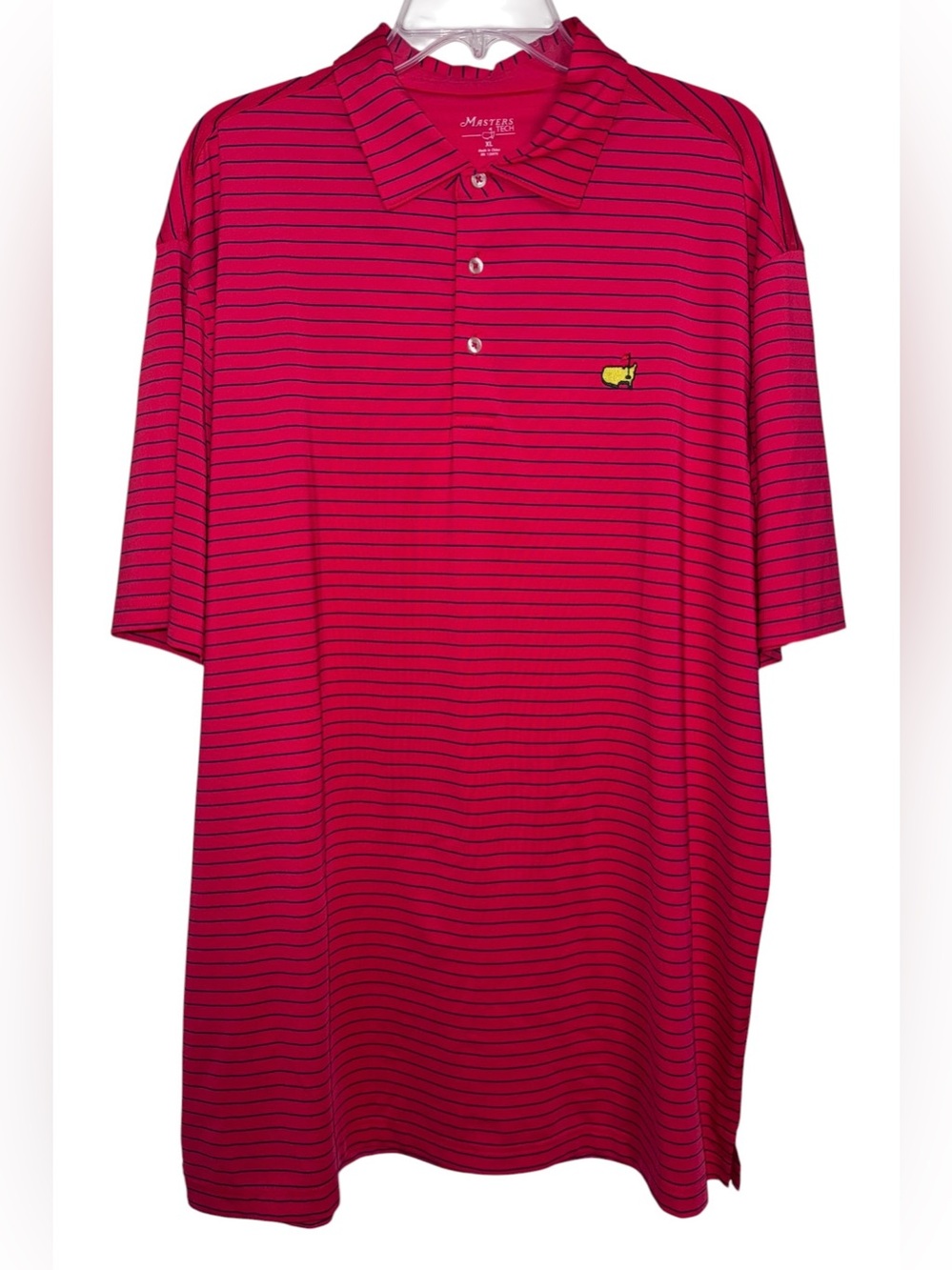 Masters Red Striped Golf Polo Shirt XL